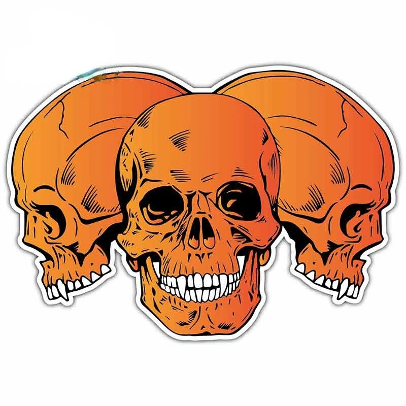 Orange Skulls Devil Hell Cartoon Oem Car Stickers Helmet Motorcycle Sunscreen Vinyl JDM Graphics