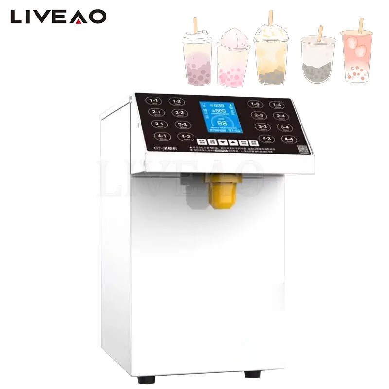

8L Quantitative Fructose Machine Bubble Tea Sugar Dispenser Automatic Electric Syrup Dispenser 16 Grid