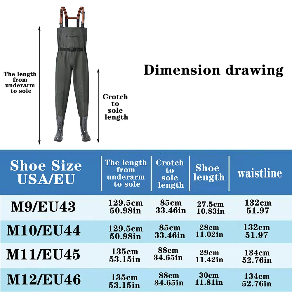 Waterproof Waders Pants With Boots Knee Pads Adult Men Women Thicken Lightweight Fishing Hunting Chest-Length Overalls Trousers