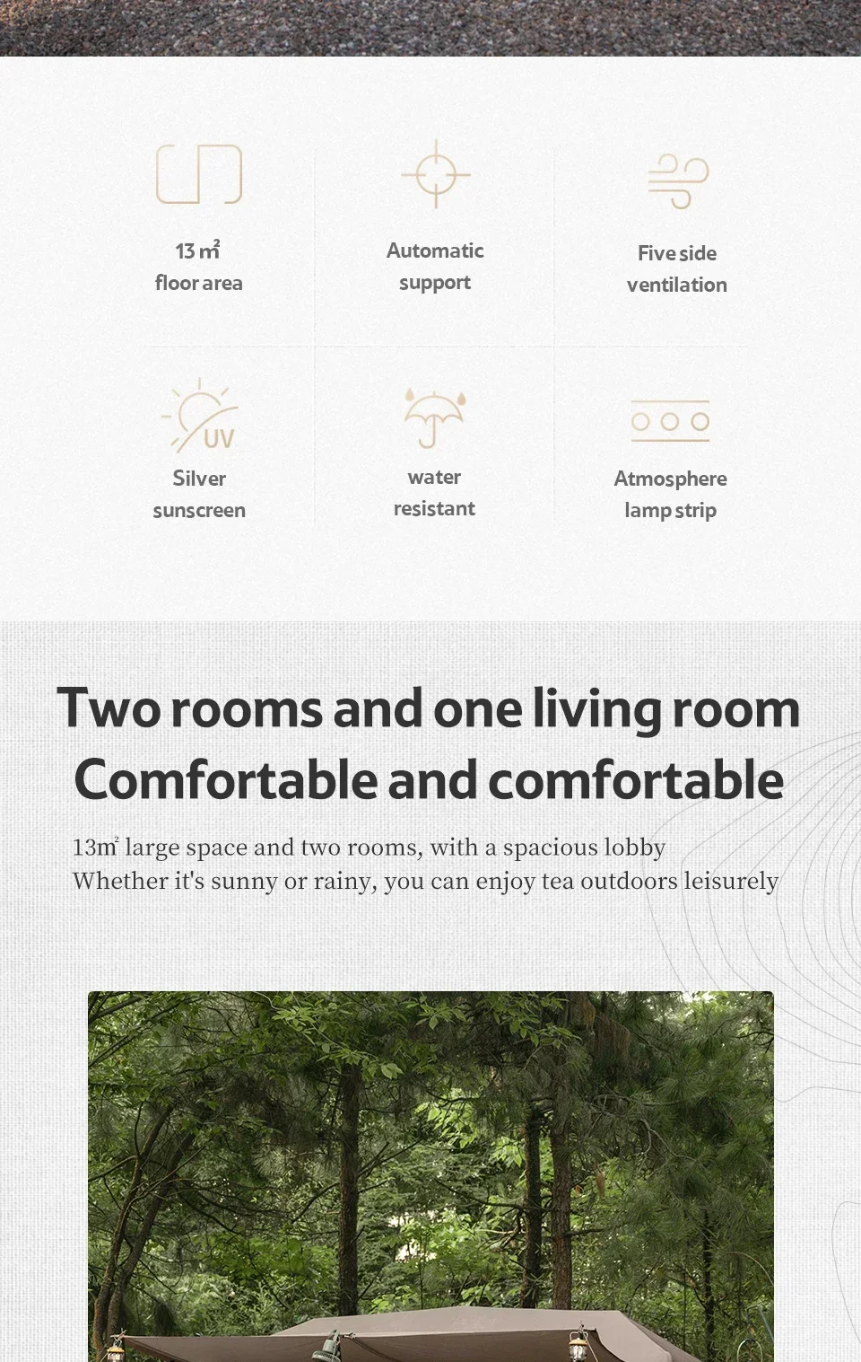 13㎡ Outdoor Camping Two-Bedroom 5-8 People Family Tent Village 13 Automatic Tent Outdoor House Free Shelter 9 13㎡ Outdoor Camping Two-Bedroom 5-8 People Family Tent Village 13 Automatic Tent Outdoor House Free Shelter 2