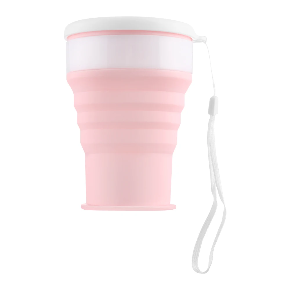 Collapsible Silicone Travel Mug with Lid - Portable, Heat Resistant, and Foldable