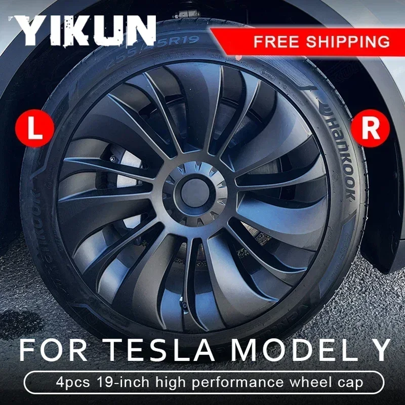 4PCS Hub Cap Tesla Model Y 19 Inch Performance Replacement Wheel Cap Automobile Hubcap Full Rim Cover Accessories