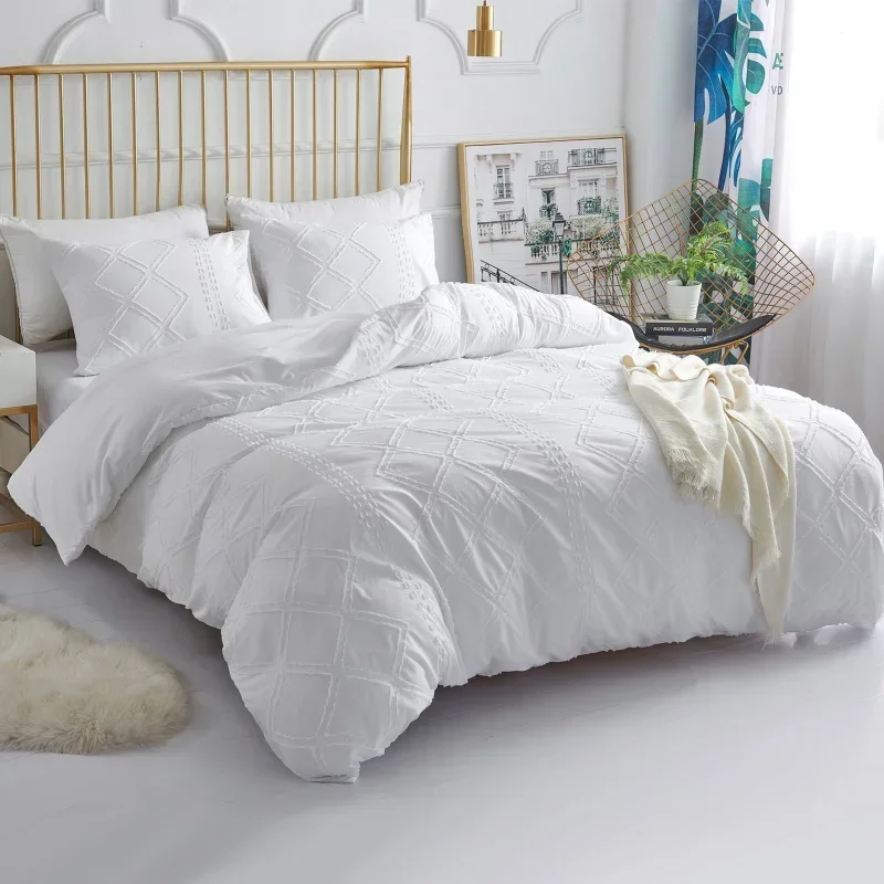 

White Duvet Cover Pillowcase Bedding Set RU Size EU Size Sets Twin Queen King Size Microfiber Simplicity Bedding Quilt Set Cover