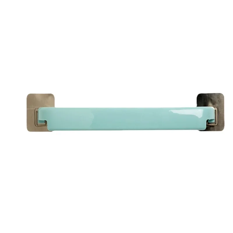 Adhesive Towel Rack Bathroom Towel Bar Shelf Wall Mounted Towels Hanger Toilet Suction Cup Holder Kitchen Bathroom Organizer