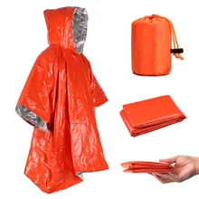 

Orange Emergency Raincoat Aluminum Film Disposable Poncho Cold Insulation Rainwear Blankets Survival Tool Camping Equipment