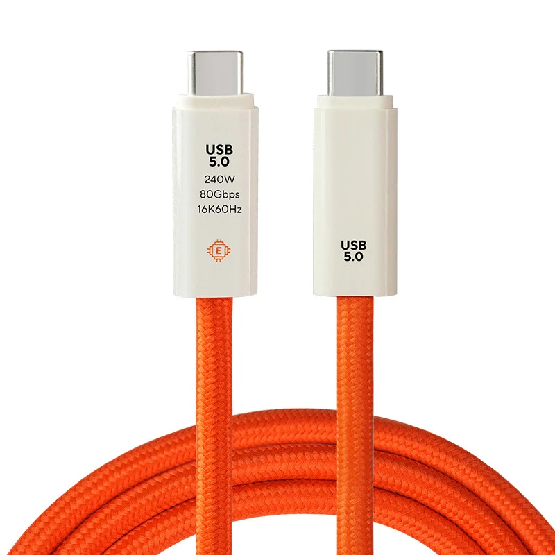 듀얼 타입-C 포트가 있는 USB 5.0 나일론 브레이디드 케이블 240W PD 고속 충전 다기능 데이터 케이블 스크린 캐스팅용