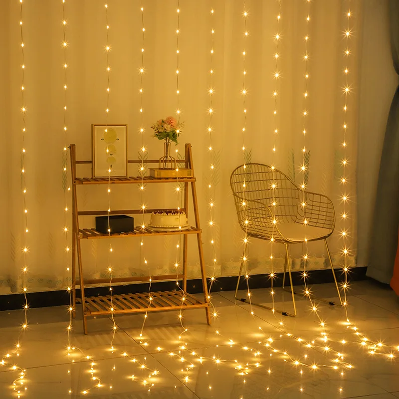 

2022 New LED Leather Curtain String Lights Outdoor Waterproof USB Remote Christmas Garland Fairy Lights for Party Wedding Decor
