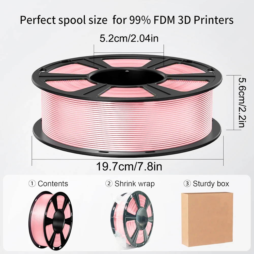 실크 PLA 3D 프린터 필라멘트 1.75mm는 대부분의 3D 프린터에 적합하며, 마카롱 색상 1kg (2.2 lbs) 1롤입니다.