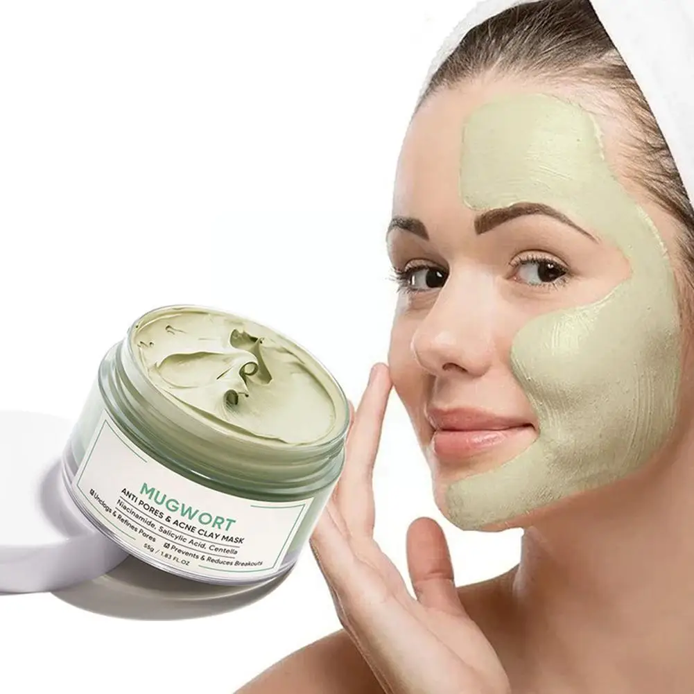 

55g Green Tea Mud Cleansing Face Mask Deep Cleansing Acne dark spot Oil Control Moisturizing Whitening for female Beauty Sk K7B4