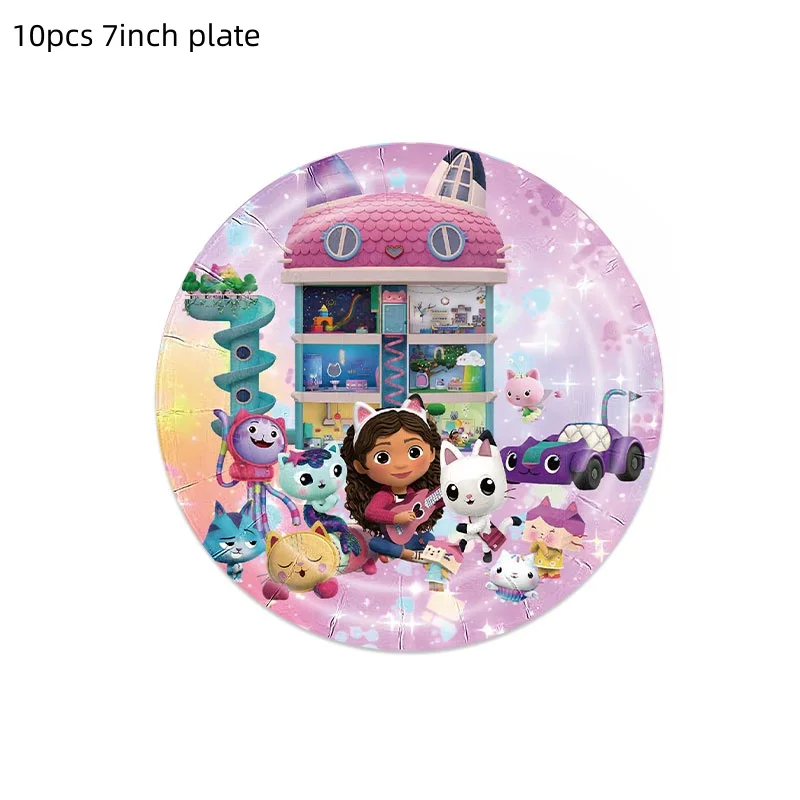 Description Picture 2 of itemGabby Dollhouse Birthday Party Decoration Toy Latex Balloon Disposable Tableware Backdrop Banner Event Supplies For Kids Girl