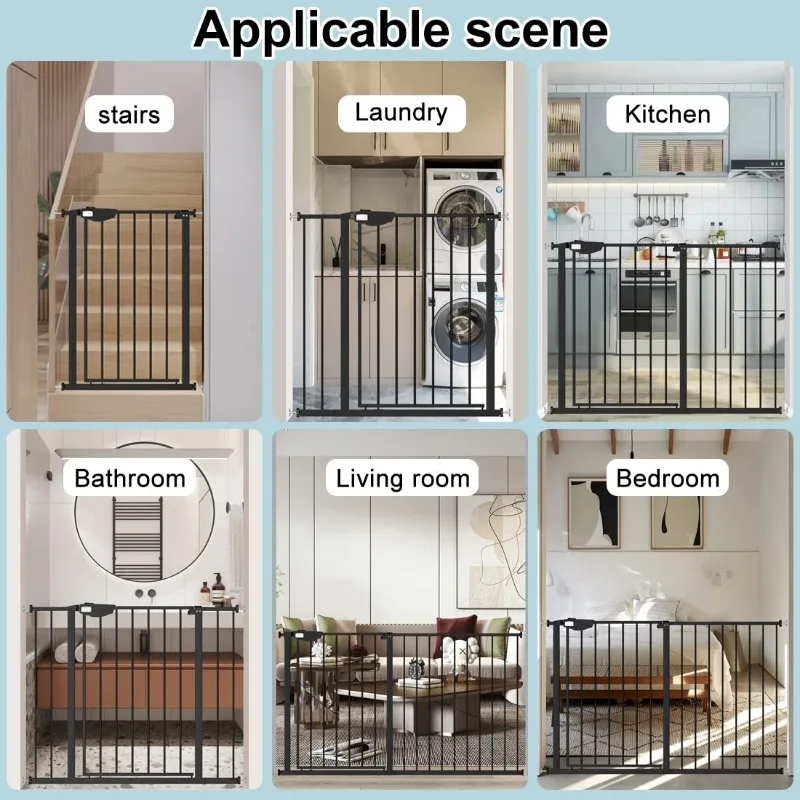 Triple Lock Door Walk Through Swinging Self Closing Security Ferrous Metal Dog Pet Small Dog Cat Suitable for Stairs Doorway 6