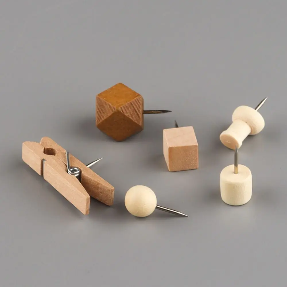 128Pcs 간단한 창조적 인 나무 푸시 핀 3D DIY 칠판 푸시 핀 상자 포함 다기능 장식 스터드 사진 벽 장식