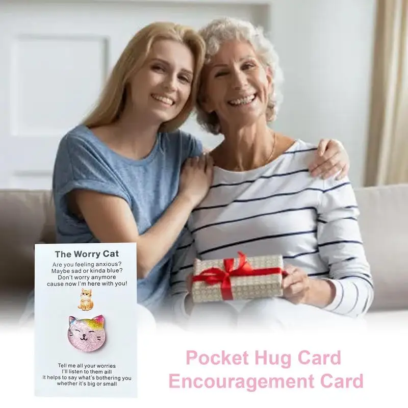 1pc A Little Pocket Hug Card, Hug Token, Miss You Gift With Cute Heart Shaped De