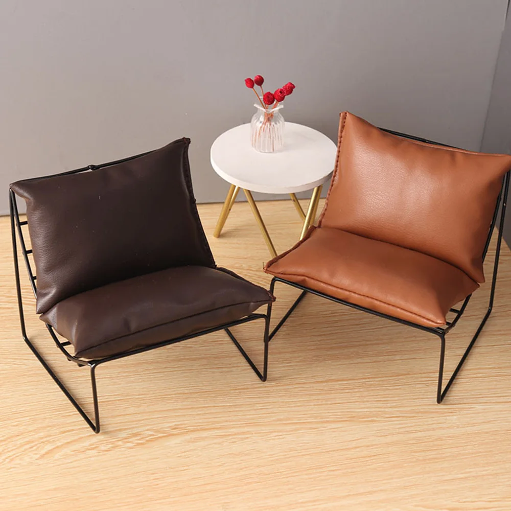 

Mini Sofa Chair Trim Mold Furniture Dollhouse Furniture Alloy Skin Brown Sofa Couch Cushions For Doll DIY Accessories Toys