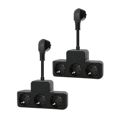 Compact Euro Wall Plug with Multiple Charging Ports - Available in Black or White - Black - 2pcs