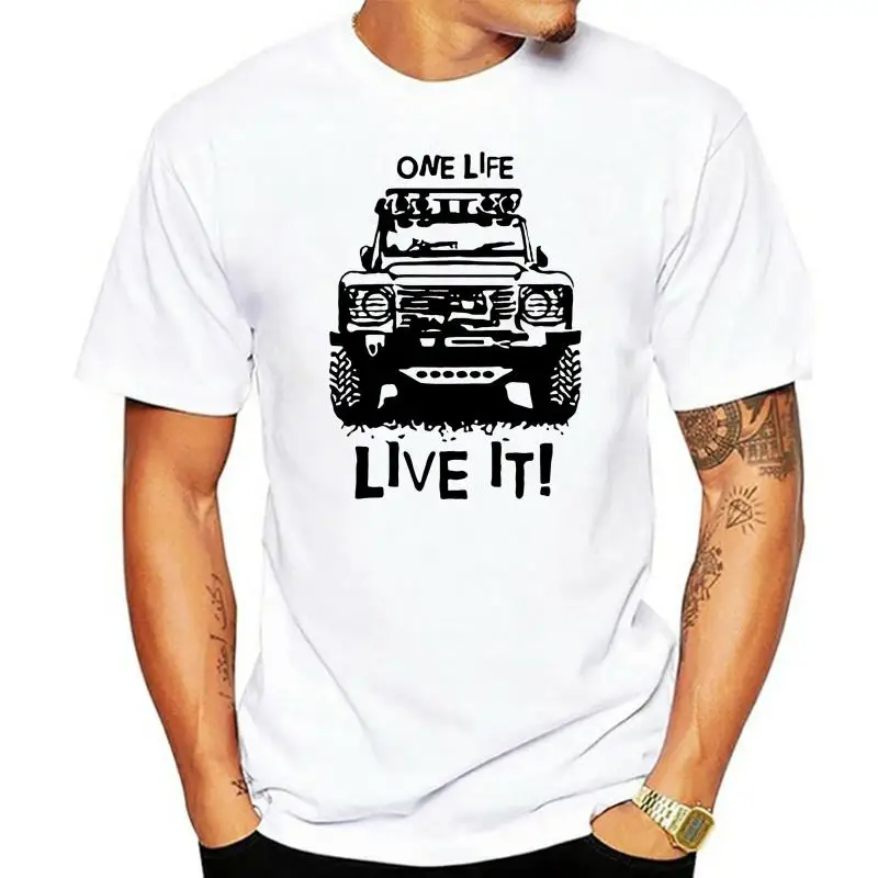 

tshirt for mans Landrover Defender 90 110 One Life Live it Off Road Men Printing Short Sleeve Tshirt trend