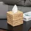 1pc Hand-woven Straw Tissue Box Water Gourd Napkin Cover for Bathroom Kitchen Openwork Household Toilet Sundries Square Storages 2