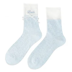 Elegant Bride Embroidery Socks - Perfect Bridal Shower & Engagement Gifts - One Size (Bride (Pale Blue))
