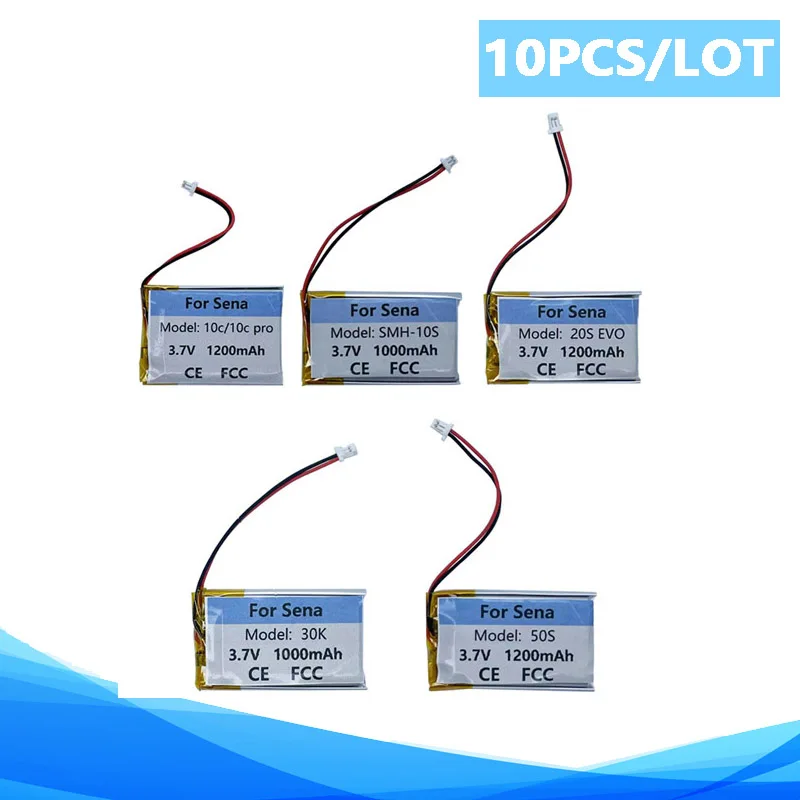 10 Pz/Lotto 1000Mah 1200Mah Batteria Per Sena 10C Pro 20S Evo 30K 50S Smh-10S Bluetooth Casco Auricolare Batterie Accumulatore Akku