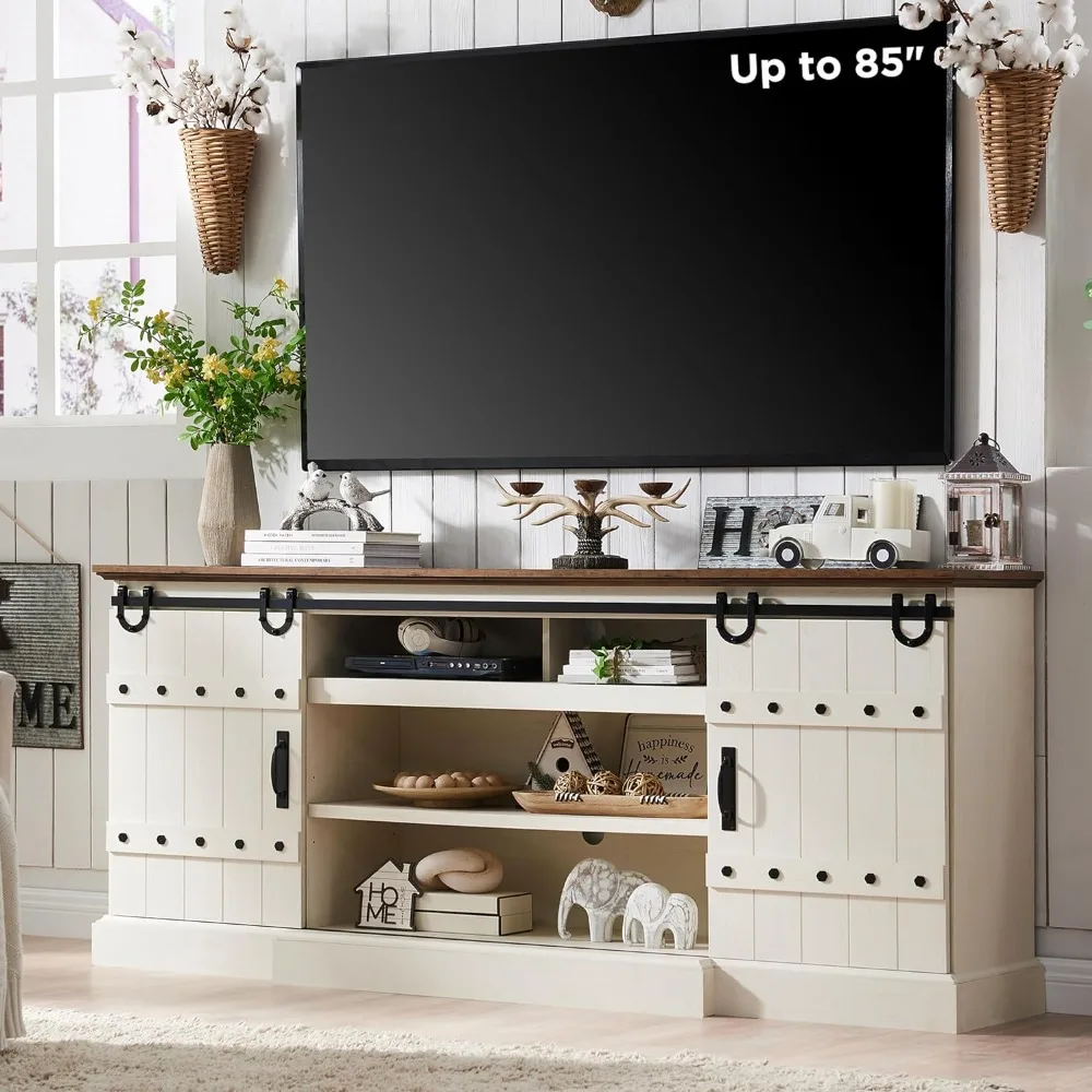 

TV Stand, for 80 85 Inch TV, Rustic Media Console Table with Sliding Door, Storage Cabinet for Living Room, Bedroom, TV Stands