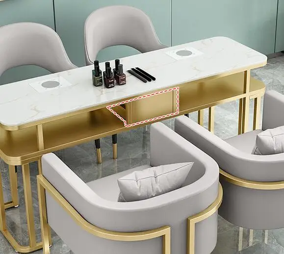 Nordic Light luxury marble nail table and chair set, net red, built-in vacuum cleaner, with socket, single, double, three person