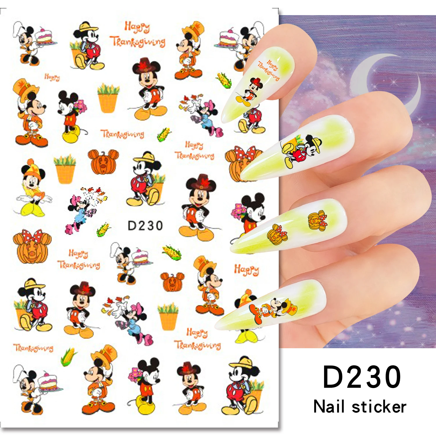 Disney New Lilo and Stitch 3D Nail Stickers Cartoon Nail Art Decoration  Disney Princess Mickey Minnie Stickers Press on Nails