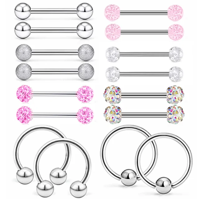 2pcs/Set Sexy Cute 316L Surgical Steel Moon Nipple Rings Clear Nipple Stud  Ball Nipple Barbell Rings Nipple Piercing Jewelry for Women & Men for  Dating Gift