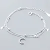 Sparking 925 Sterling Silver Star Moon Bracelets For Women Girls Vintage Korean Crystal Bracelets Party Charm Jewelry Gifts 4