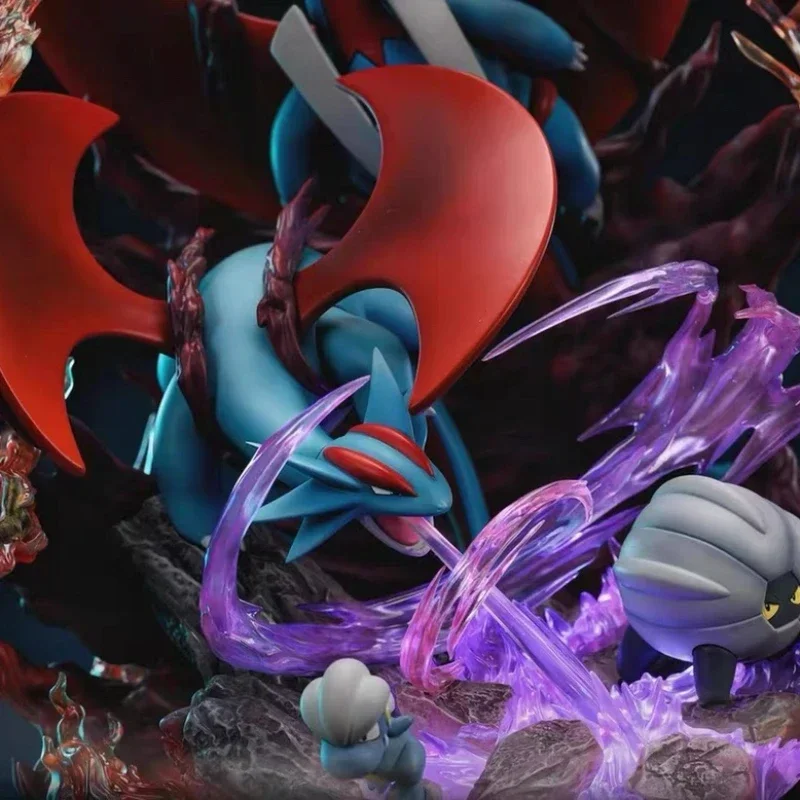 

Pokemon Figure GK Salamence Evolution Led Light Action Salamence Model Gift PVC Statue Collectible Room Decora Toy Gift