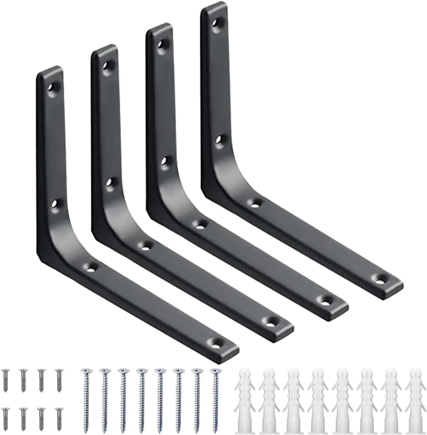 

4pc L-Shape Floating Shelf Brackets Easy To Install Wall Mounted Bracket With Mounting Screws Stainless Steel Corner Shelves