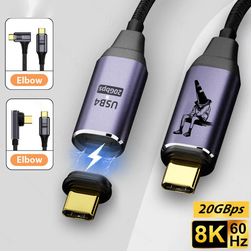 

PSDA LED USB C to Type C Magnetic Cable USB4 20Gbps 8K@60Hz PD 100W 5A Fast Charging Data Cord for Macbook Pro HD Video