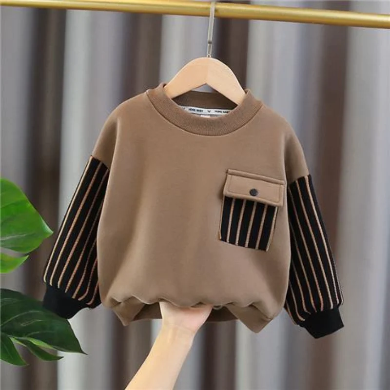 

2023 Spring and Autumn New Casual Children's Clothing Simplicity Stripe Round Neck Long Sleeve Fashion Versatile Sweatshirts