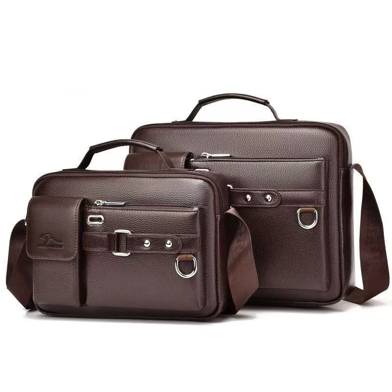 Borsa Messenger Retrò da Uomo con Design Impermeabile, Valigetta per Laptop di Grande Capacità per Ufficio, Viaggi e Scuola - immagine 4