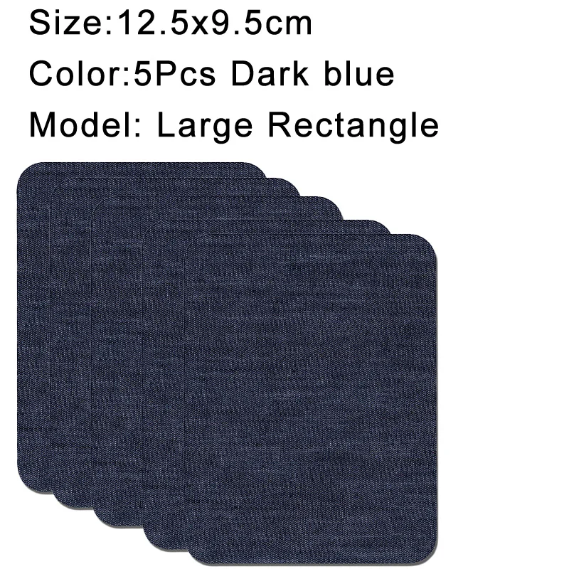 Denim Iron-On Patch Set: Self-Adhesive Blue Cotton Repair Patches