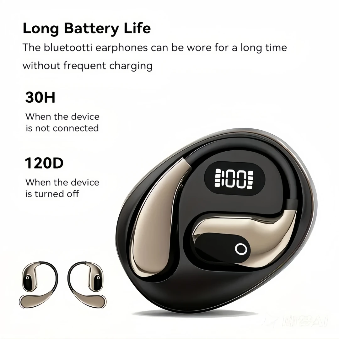 Ear Buds Wireless Earbuds Bluetooth Headphones 80H Playtime LED Display Case, Over-Ear Hook With Mic, Stereo Sound_voghion.com
