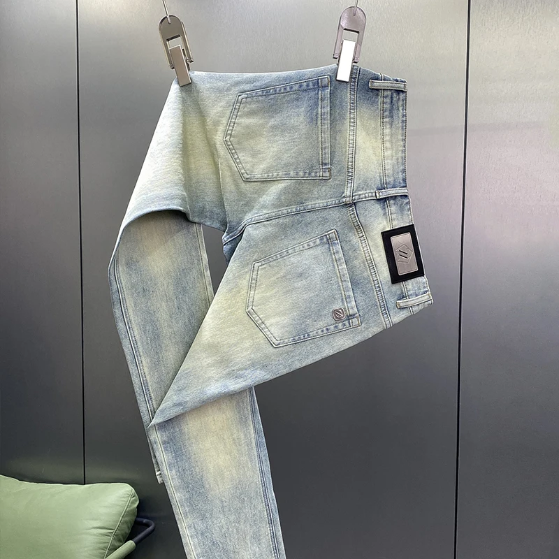 Summer Thin Jeans for Men 2024 New Nostalgic Fashion Trend Simple High end Washed Elastic Slim Fit Pants