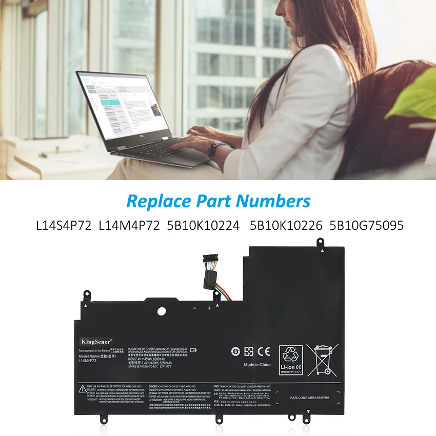 Kingsener L14s4p72 Bateria do Portátil para Lenovo Yoga 14 14-ifi Yoga Yoga 700 Séries Yoga3 14isk 14-ise L14m4p72 7.5v 6230mah - Imagem 6