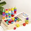 Montessori Wooden Toys Color Shape Matching Puzzle Game Colorful Beaded Color Cognition Educational Toys Gift For Children Kids 2