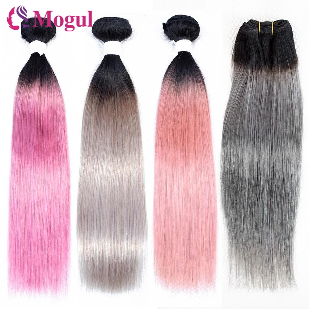 1B Silver Dark Grey Pink Rose Golden Ombre Silky Straight Hair Bundles Human Hair 1/3/4 Bundles Remy Weave Extension human hair extensions human hair bundles human hair bulk
