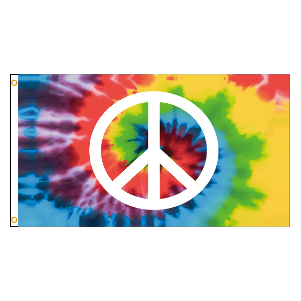 Flagdom 3 X5Fts 90 X150Cm Bandiera Della Pace Tie Dye Grommets Flying Banner Per La Decorazione