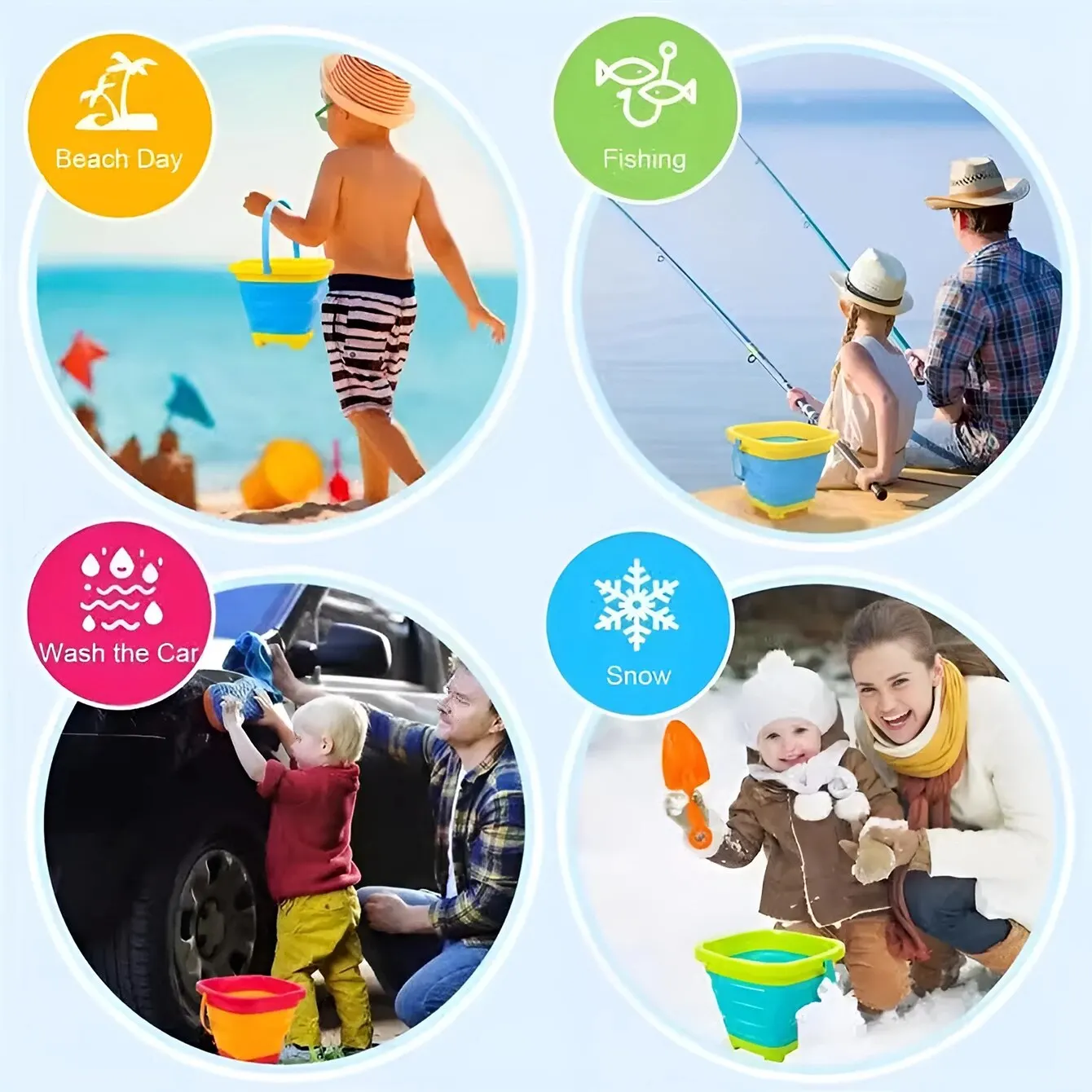 Children's Collapsible Bucket Dredging Sand Multi-functional Portable Beach Water Toy 5