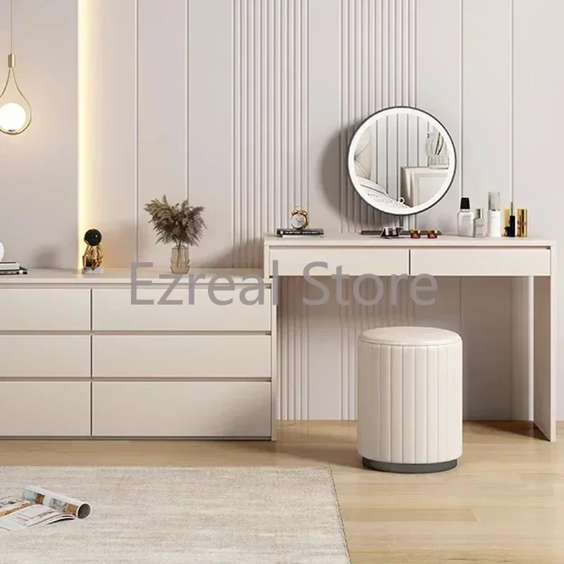 

Luxury Set Dressing Table Makeup Mirror White Dresser Vanity Tables Minimalist Led Tocador Mueble Bedroom Furniture LJ50DT