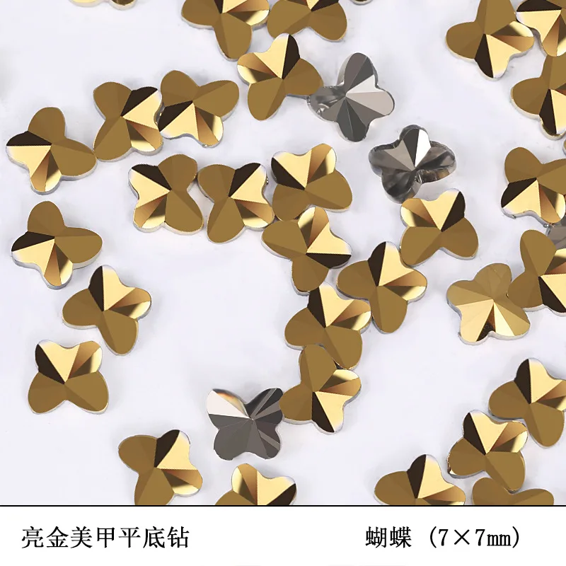 100/500 stücke Gold Hämatit Boutique flachen Boden Nail Art Strass Glas Kristall 3D Nagel Dekoration mehrere Formen Großhandel – Detail 15