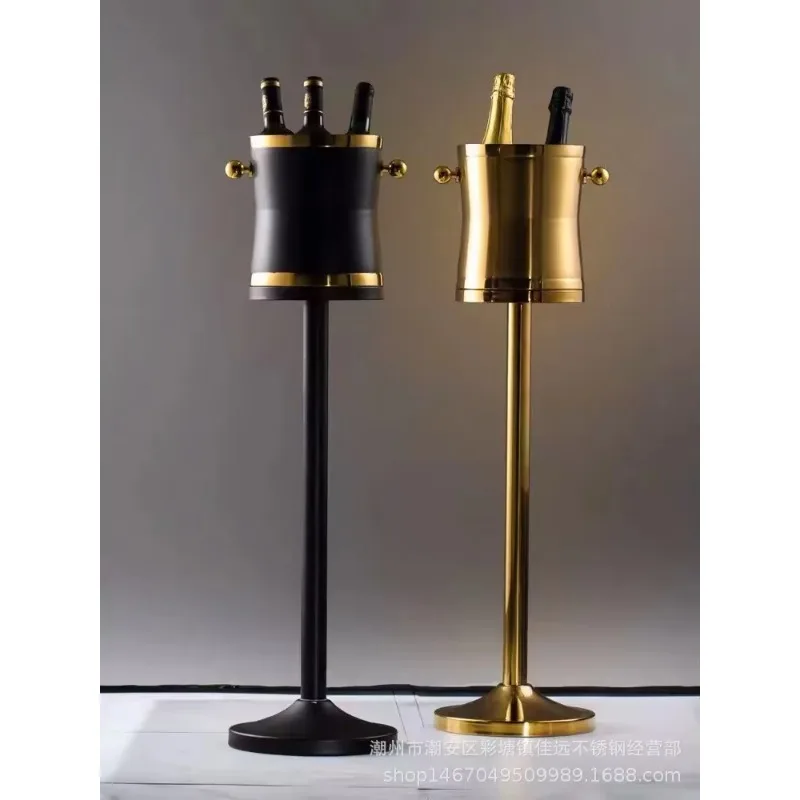 New Luxury Floor Standing Champagne Cooler, Stainless Steel Ice Bucket for Red Wine, Beer, and Spirits, Premium Beverage Storage
