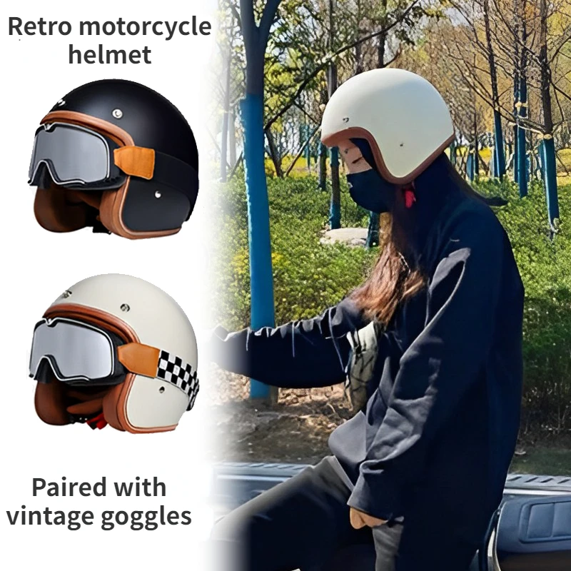 

Винтажные мотоциклетные шлемы для мужчин и женщин Casco 3/4, шлем с открытым лицом для скутера, езды на классическом электрическом мотоцикле, шлем