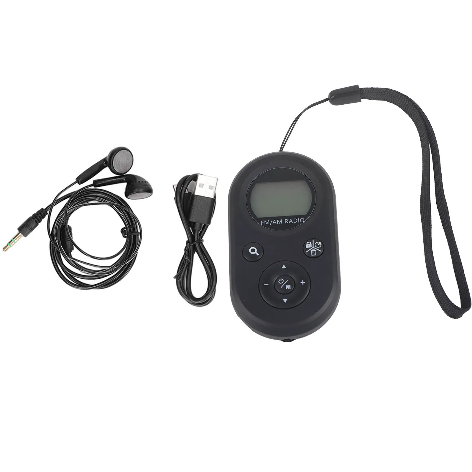 רדיו נייד AM FM Mini Radio DC5V 76-108MHz FM 520 522-1710KHz עם תאורה אחורית ואוזניות לשימוש חיצוני