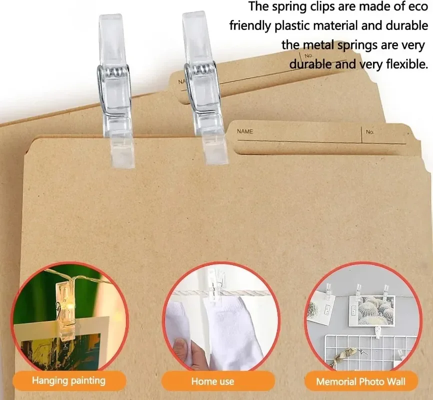200/50PCS 미니 사진 클립 투명 봄 클립 플라스틱 수건 클램프 Clothespin DIY 장식품 사진 벽 홈 장식 용품