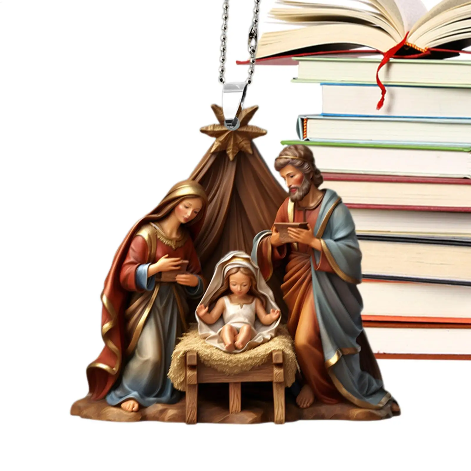 2D Christmas Nativity Scene Ornaments the Birth of Jesus Decor Nativity Scene Christmas Tree Decoration Acrylic Nativity Scene