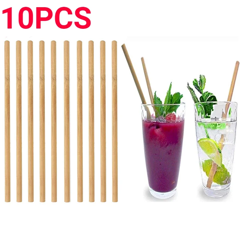 Drinking Straws 5/10pcs Reusable Bamboo for Bar Party