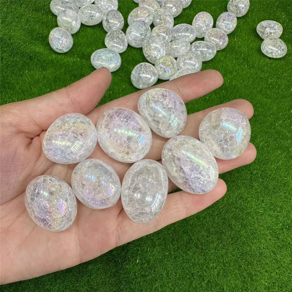 

Natural Quartz Polished Crystals Heling Stones Aura Crack Crystal Tumbled Stones Fengshui Gemstone For Home Decoration